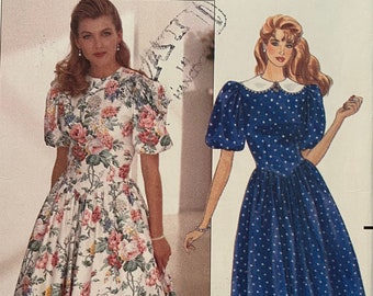 Ungeschnittene 1990er Jahre Butterick Vintage Schnittmuster 4550, Größe 12-14-16; Misses' Kleid