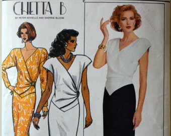 1980s Butterick Vintage Sewing Pattern 3852, Size 8; Misses' Dress