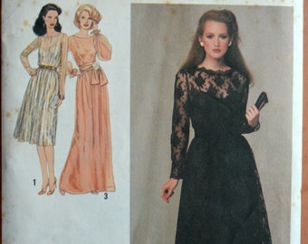 1970s Simplicity Vintage Sewing Pattern 9277, Size 12; Misses' Dress in Two Lengths and Sash