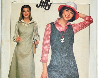 1970s Simplicity Vintage Sewing Pattern 8053, Size 6 & 8; Misses' Jumper and Culotte Jumper