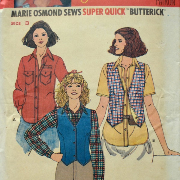 Uncut 1980s Butterick Vintage Sewing Pattern 6267, Size 10-12-14; Misses' Shirt and Reversible Vest