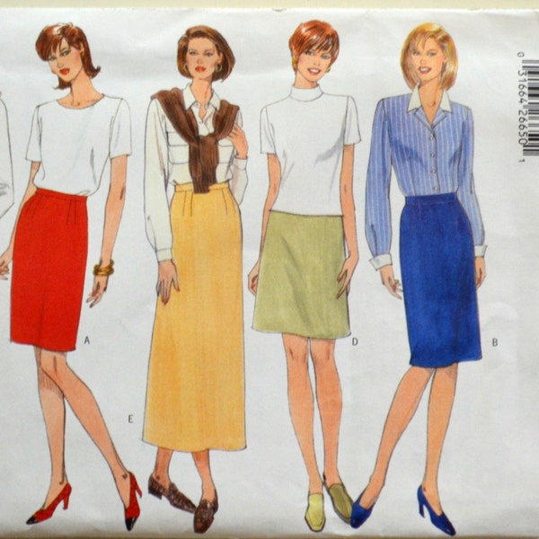Uncut 1990s Butterick Vintage Sewing Pattern 5317, Size 14-16-18; Misses'/Misses' Petite Lined Skirt