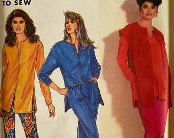 Uncut 1990s Simplicity Vintage Sewing Pattern 7396, Size PT-XL; Misses' Pants, Tunic and Vest