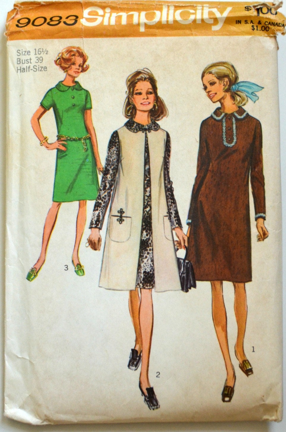 1970s Simplicity Vintage Sewing Pattern 9083 Size 16.5 Dress - Etsy