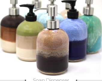 Stoneware Soap Dispenser,  Soap Dispenser With Pump, Handmade Soap Dispenser, Ceramic Soap Dispenser,  Bathroom Decor