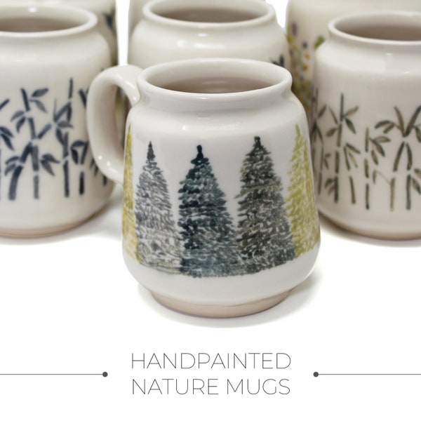 Forest Coffee Mug, Cabin Mugs, Mountain Coffee Mug, Pine Tree Mug, Ceramic Mountain Mugs, Mountain Home Gifts, Nature Lover Gift Men Women