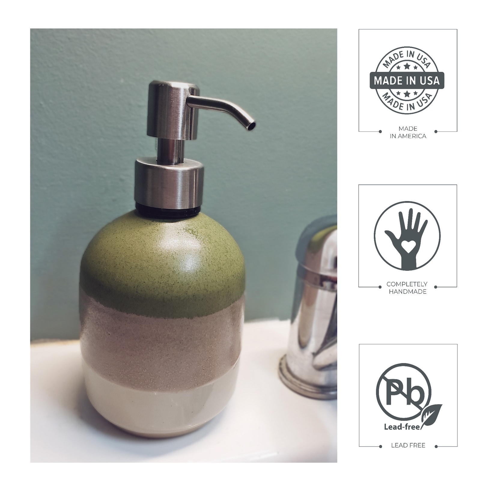 Stoneware Soap Dispenser, Soap Dispenser With Pump, Handmade Soap