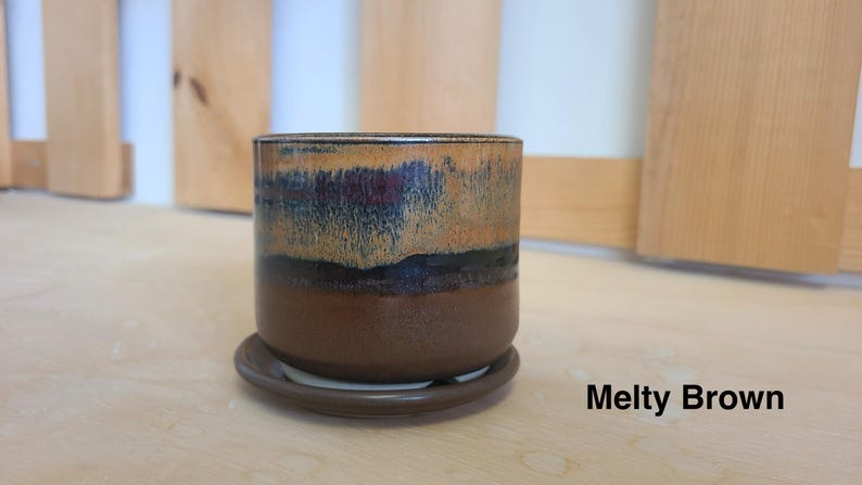 Stoneware Succulent Planter with Saucers, Pottery Succulent Pot, Flower Pot Clay, Pot With Holes, Ceramic Planters With Holes. image 4