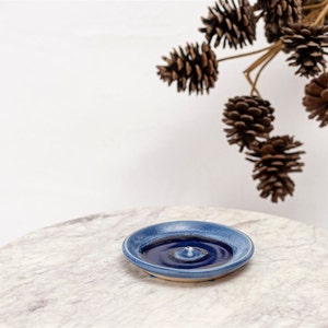 Dripped Blue Stoneware Incense Holder, Stoneware Incense Burner, Handmade Incense Dish, Incense Stick Burner, Incense Stick Holder.