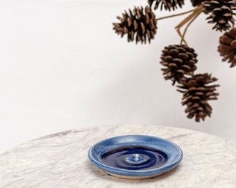 Dripped Blue Stoneware Incense Holder, Stoneware Incense Burner, Handmade Incense Dish, Incense Stick Burner, Incense Stick Holder.