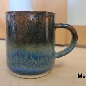 Stoneware Mug With Handle, Stoneware Coffee Mug, Pottery Mug Handmade , Blue Mug Speckled, Handmade Pottery Mug. image 5