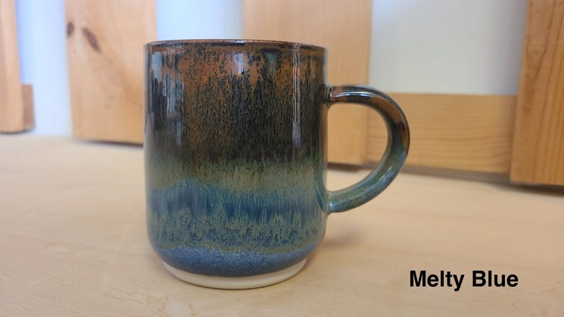 Stoneware Mug With Handle, Stoneware Coffee Mug, Pottery Mug Handmade , Blue Mug Speckled, Handmade Pottery Mug. image 5