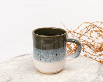 Dark Blue Tricolor Stoneware Mug With Handle, Stoneware Coffee Mug, Pottery Mug Handmade, Handmade Pottery Mug.Modern Mug, Stoneware Tea Mug