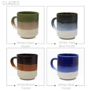 Stoneware Mug With Handle, Stoneware Coffee Mug, Pottery Mug Handmade , Blue Mug Speckled, Handmade Pottery Mug. image 4