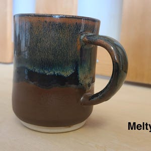 Stoneware Mug With Handle, Stoneware Coffee Mug, Pottery Mug Handmade , Blue Mug Speckled, Handmade Pottery Mug. image 6