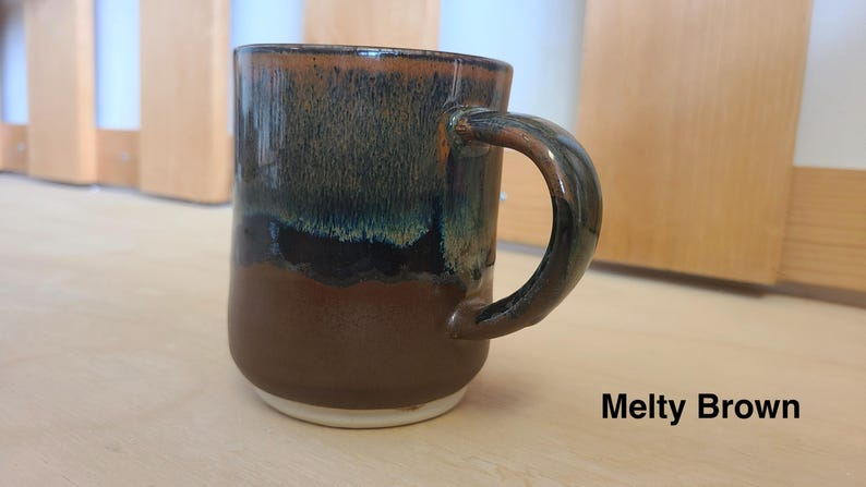 Stoneware Mug With Handle, Stoneware Coffee Mug, Pottery Mug Handmade , Blue Mug Speckled, Handmade Pottery Mug. image 6