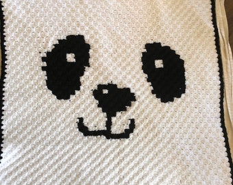 PDF Instant download - 50x50 C2C baby toddler blanket pattern - panda bear