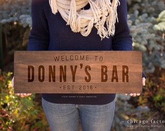 Custom Bar Sign, Established Wooden Sign, Custom Bar, Welcome Sign, Christmas Gift, Birthday Gift (GP1026)