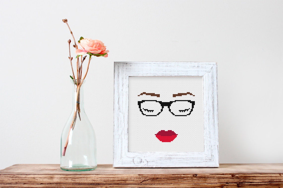 Glasses Girl Cross Stitch Pattern Etsy
