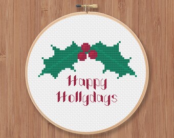 Happy Hollydays Cross Stitch Pattern