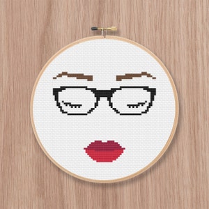 Glasses Girl Cross Stitch Pattern