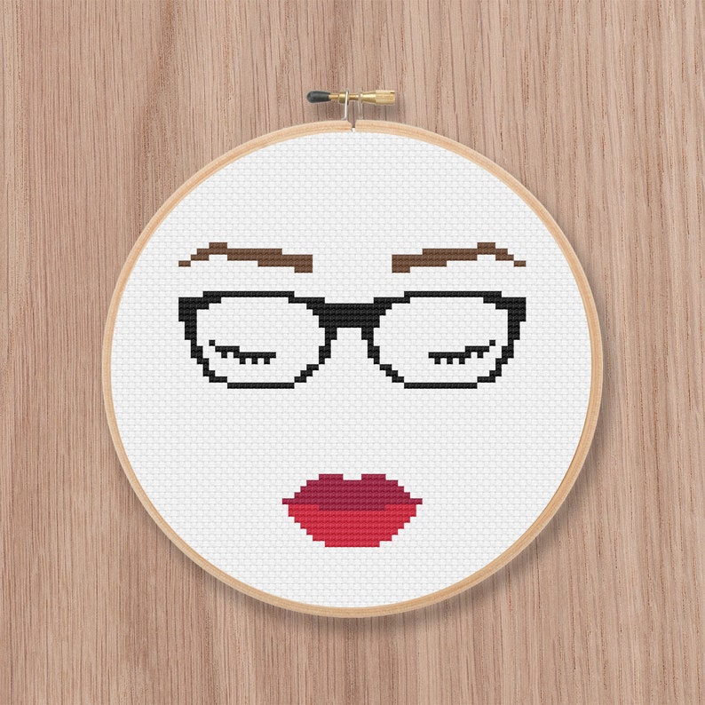 Glasses Girl Cross Stitch Pattern Etsy