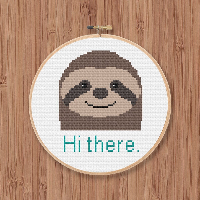 Hi There Sloth Cross Stitch Pattern - Etsy