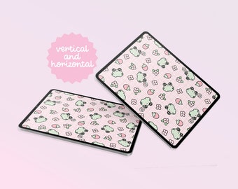 Strawberry Boba Frog tablet wallpaper set