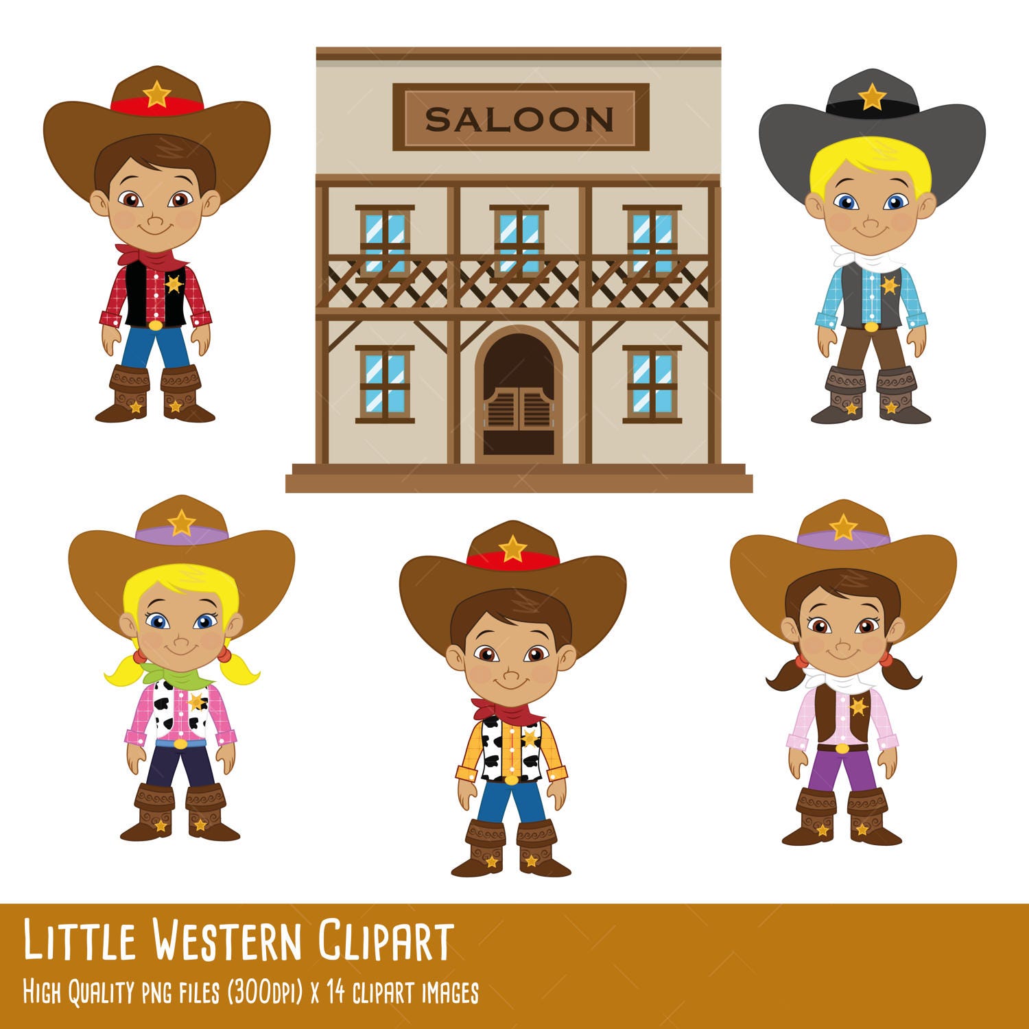 Little Western Clipart Cowboy Clipart Cowgirl Clipart Etsy
