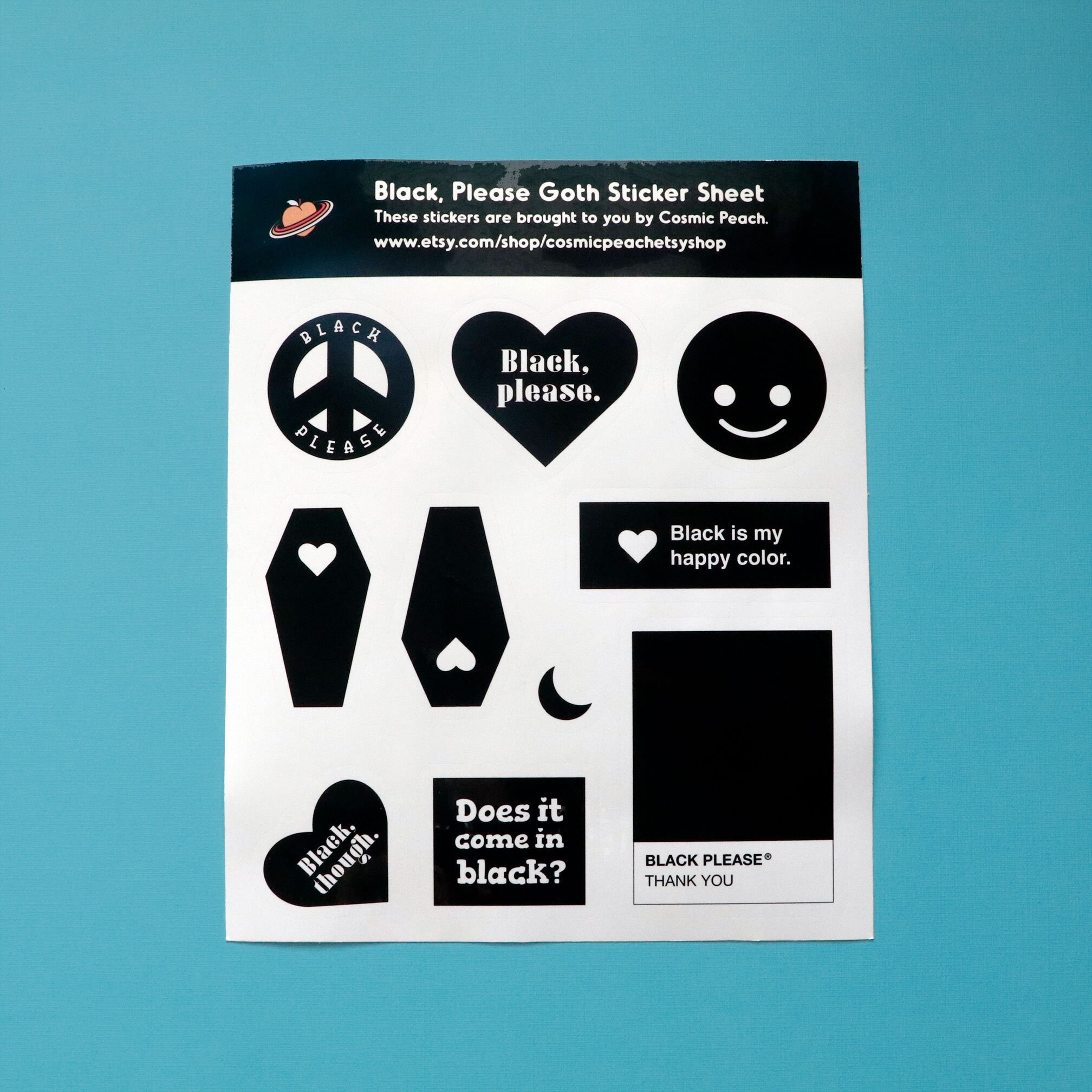 Cute Goth Aesthetic Black Sticker Sheet | Etsy