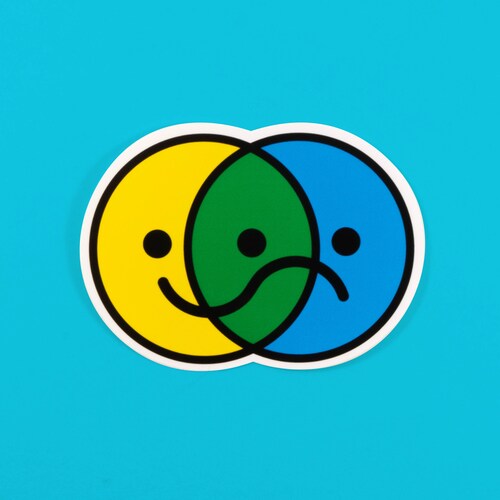 Bipolar Disorder Sticker - Manic Depression Mental Health Sticker - Mania Depression - Happy Sad Smiley Face Sticker - Bipolar Happy Face