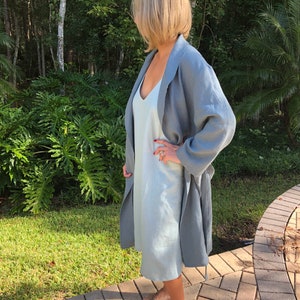Linen nightdress, linen dress, linen nightgown, linen sleepwear, women sleepwear, V neck dress, linen summer dress, women’s nightgown, dress image 6