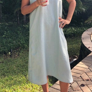 Linen nightdress, linen dress, linen nightgown, linen sleepwear, women sleepwear, V neck dress, linen summer dress, women’s nightgown, dress image 5