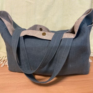 Linen tote bag, medium size tote bag, linen market bag, linen shopping bag, lunch bag, linen handbag, reusable linen bag, shoulder bag