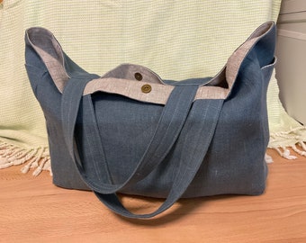 Linen tote bag, medium size tote bag, linen market bag, linen shopping bag, lunch bag, linen handbag, reusable linen bag, shoulder bag