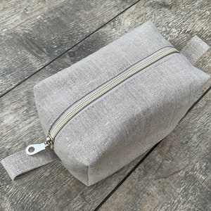Linen boxy pouch/Zippered cosmetic bag/Boxy makeup pouch/Toiletries bag/Travel organizer pouch/Linen pouches set/Zipper bag/Linen Dopp kit
