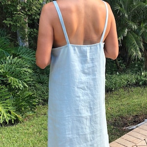 Linen nightdress, linen dress, linen nightgown, linen sleepwear, women sleepwear, V neck dress, linen summer dress, women’s nightgown, dress image 3