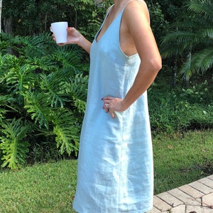 Linen nightdress, linen dress, linen nightgown, linen sleepwear, women sleepwear, V neck dress, linen summer dress, women’s nightgown, dress image 2