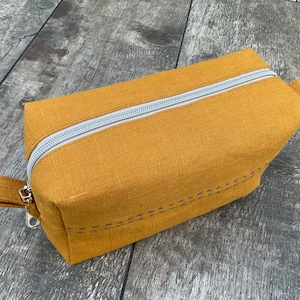 Linen boxy pouch/Zippered cosmetic bag/Boxy makeup pouch/Toiletries bag/Travel organizer pouch/Linen pouches set/Zipper bag/Linen Dopp kit