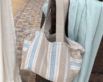Small linen bag, natural linen  handbag with pocket, linen shopping bag, lunch bag, linen tote bag, small linen bag, lightweight linen purse