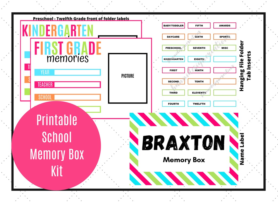 Memory Box Label Kit Digital Download Etsy