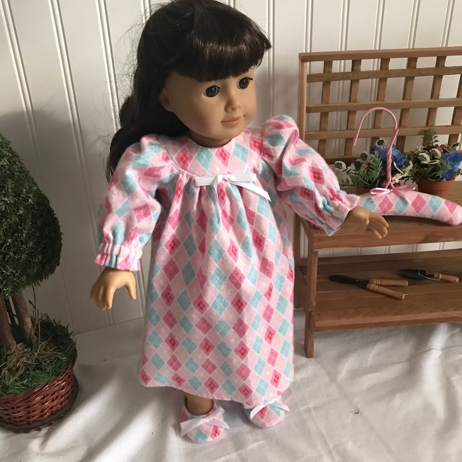 18 Inch Girl Doll Handmade Nightgown Slippers Matching | Etsy