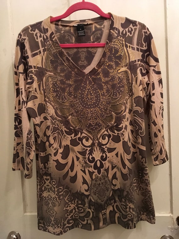 Carole Little, tunic top,Persian print,M, dressy,… - image 1