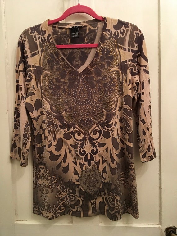 Carole Little, tunic top,Persian print,M, dressy,… - image 2