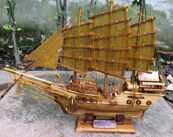 Feng Shui Wooden Traditional Chinese Junk Ship Model Etsy