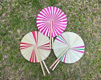 3 PCS Palm Leaf Hand Fan Thai Handicraft Home Decor