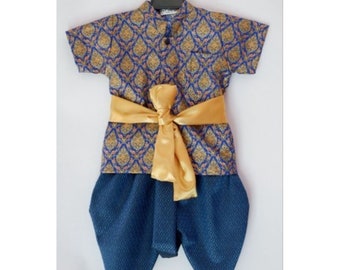 Set of Traditional Thai Outfits  Shirt, Pants and Sash for Kids Boy