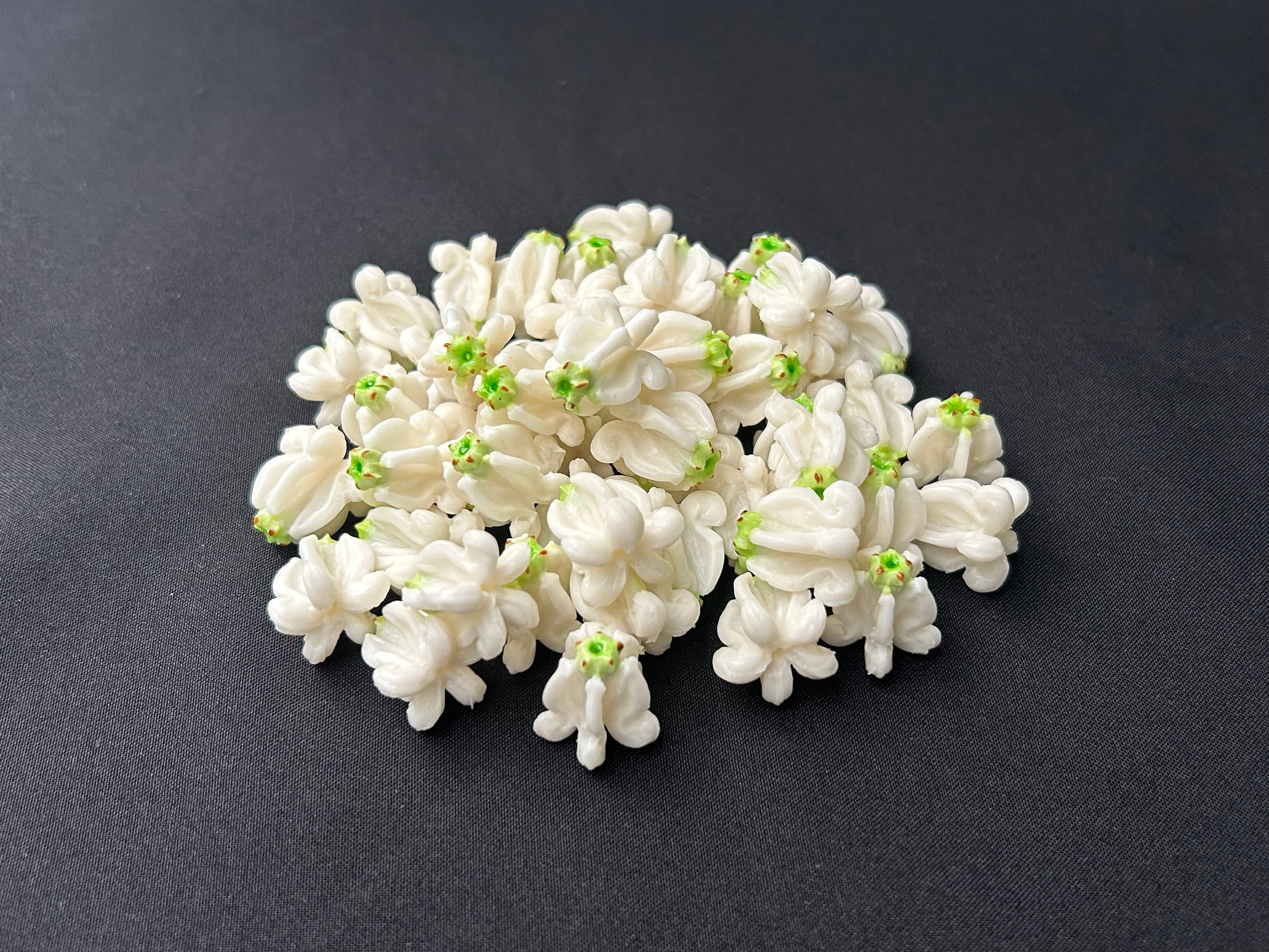 10 X Cream Clay Flower Beads, Bridal Cream Flowers, Polymer Clay