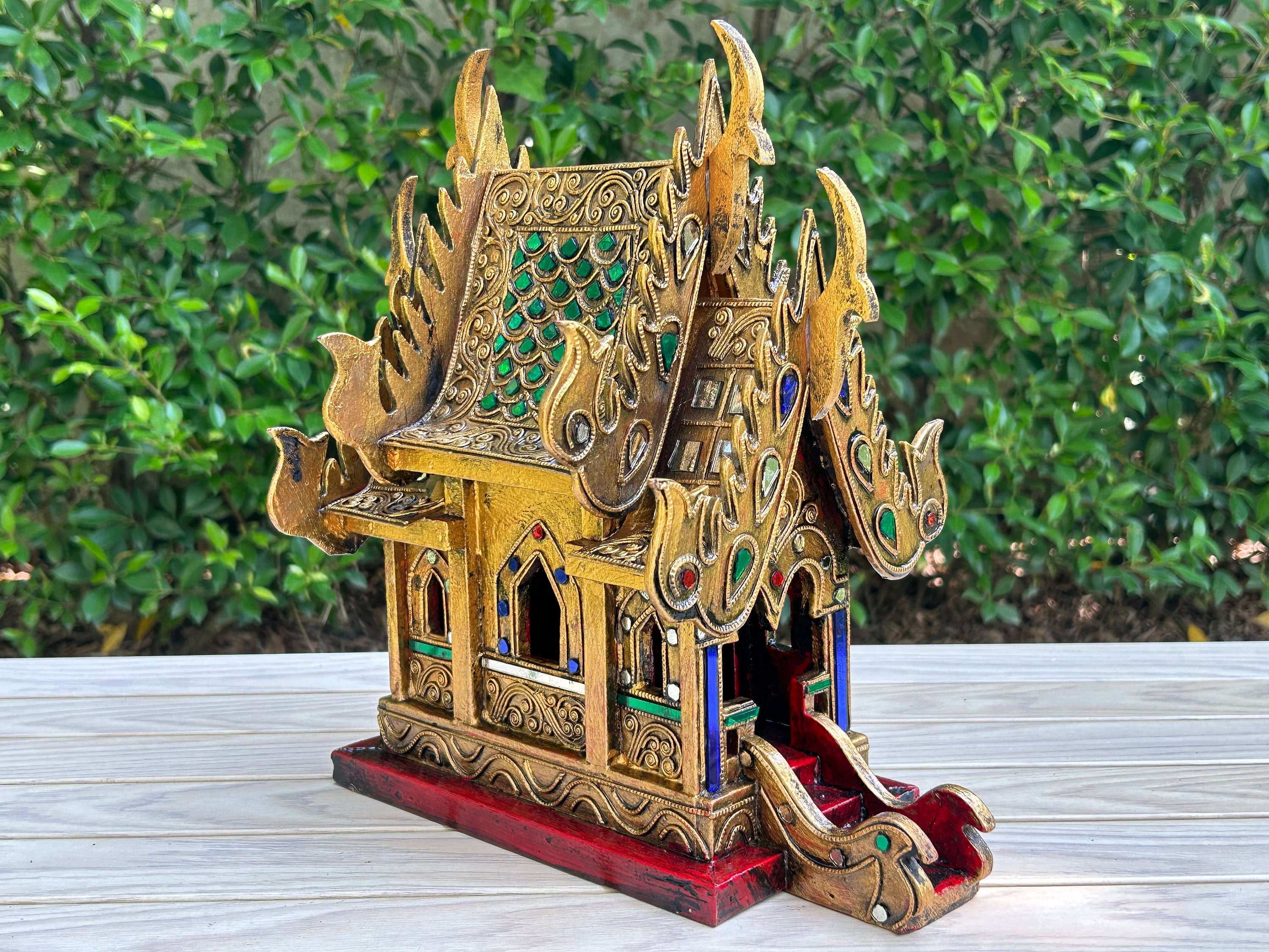 Thai Spirit House Golden Altar Shrine Wood Thai Handcraft