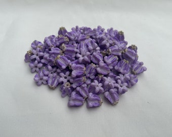 100 PCS Soft Purple Clay Calotropis Giantea Crown Flower for Jewelry Making, Lei, DIY, Craft Supplies